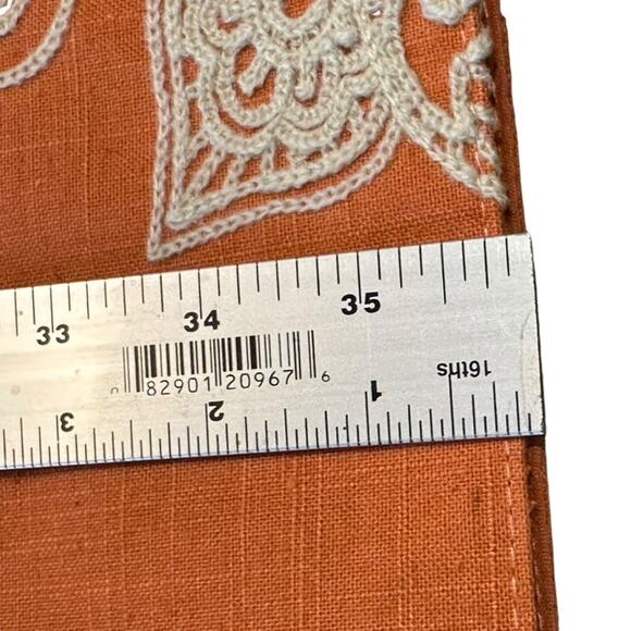 Nicole Miller Home Rust with Ivory Embroidered Table Runner 16 x 72 - Picture 3 of 9